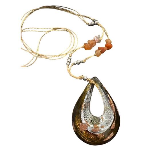 Anthropologie Glass Teardrop Necklace - Picture 1 of 5